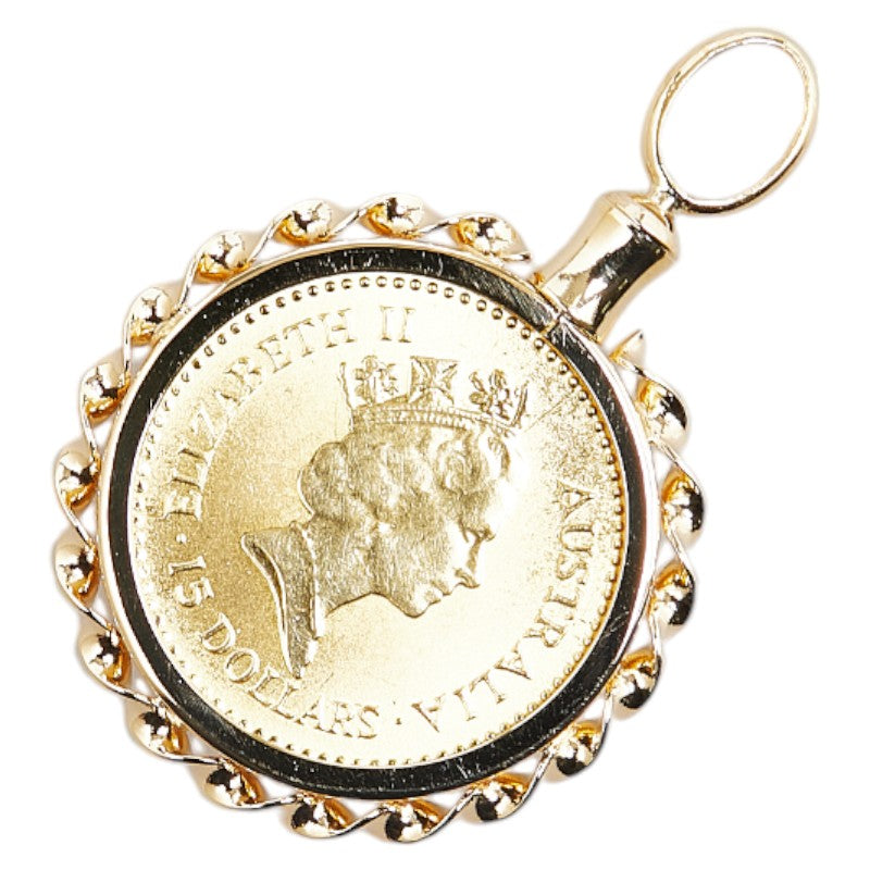 K24 K18YG Gold Elizabeth II Nugget Pendant