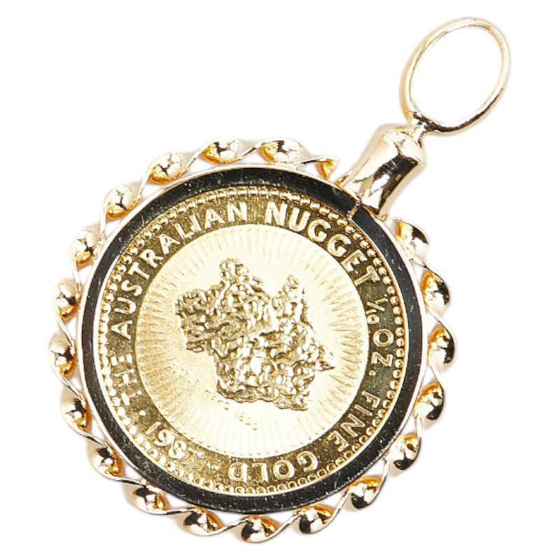 K24 K18YG Gold Elizabeth II Nugget Pendant