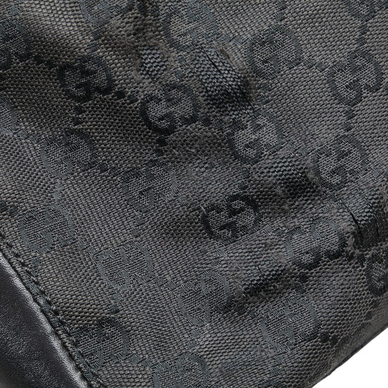 Gucci GG Canvas Leather Tote Shoulder Bag Black