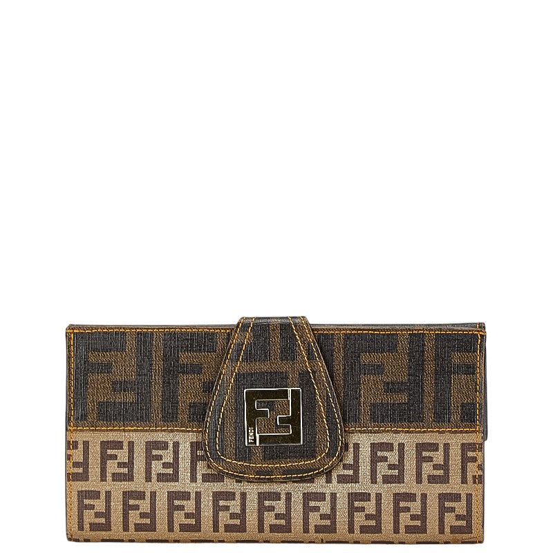 Fendi Zucca Zucchino Long Wallet Brown PVC Leather