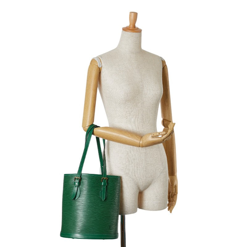 Louis Vuitton Epi Bucket PM Tote Bag Green Leather