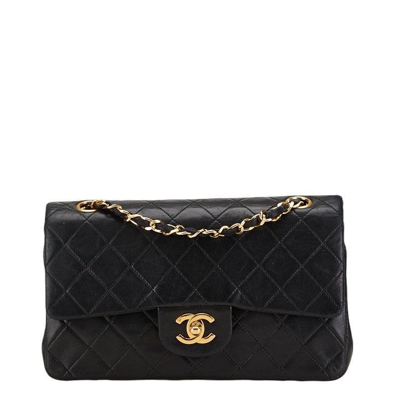 Chanel Matelasse Coco Mark Chain Shoulder Bag Black Lambskin in Very Good Condition