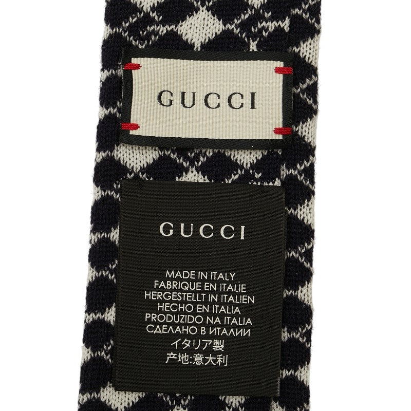 Gucci Wool G Mark Knit Tie Navy White