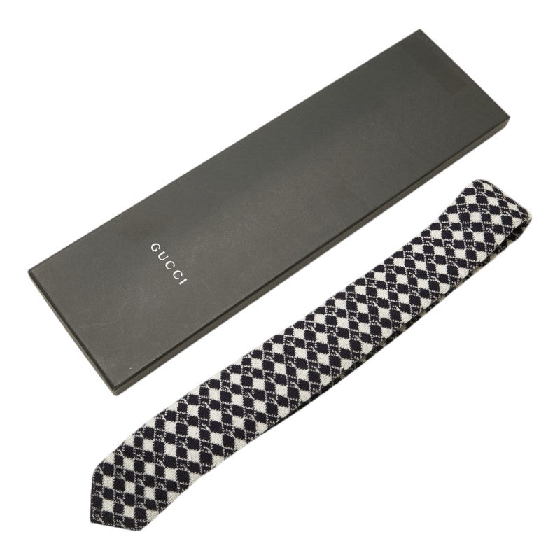 Gucci Wool G Mark Knit Tie Navy White