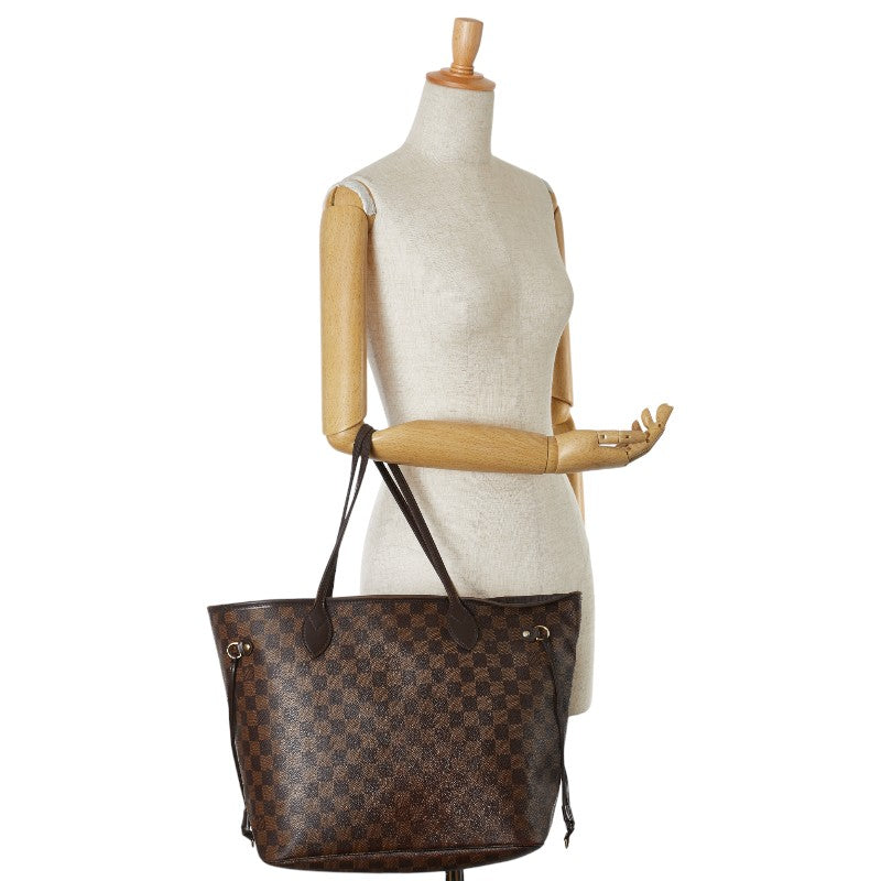 Louis Vuitton Damier Neverfull MM Tote Bag N51105 Brown PVC Leather in Very Good Condition