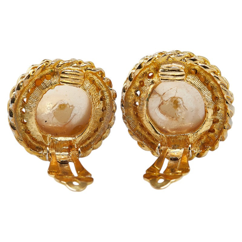 Chanel Gold White Plated Pearl Earrings in Very Good Condition