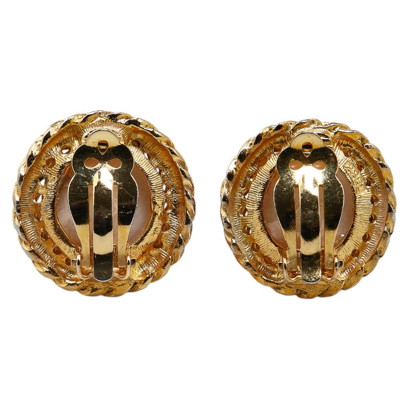 Chanel Gold White Plated Pearl Earrings in Very Good Condition