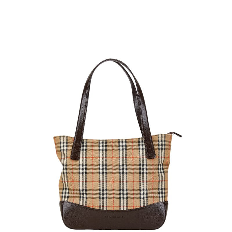 Burberry Nova Check Shadow Horse Canvas Leather Tote