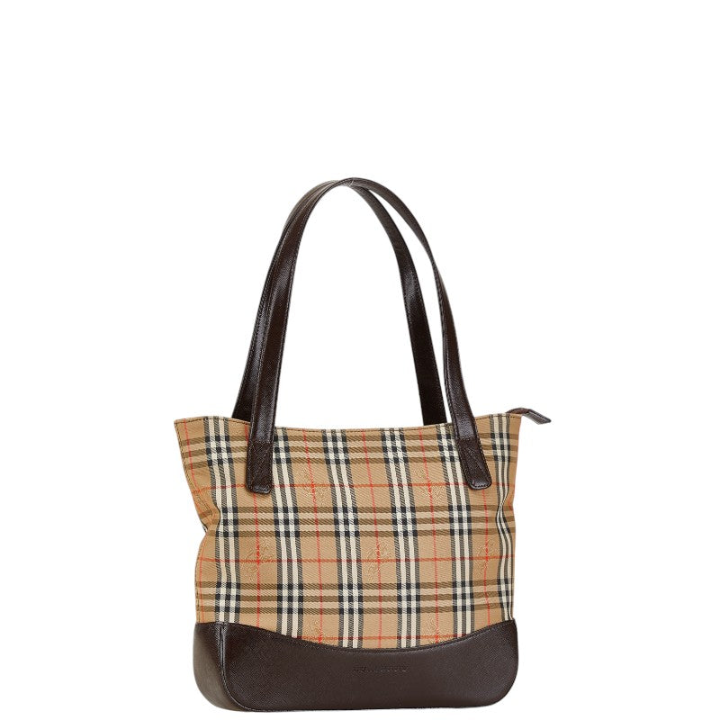 Burberry Nova Check Shadow Horse Canvas Leather Tote