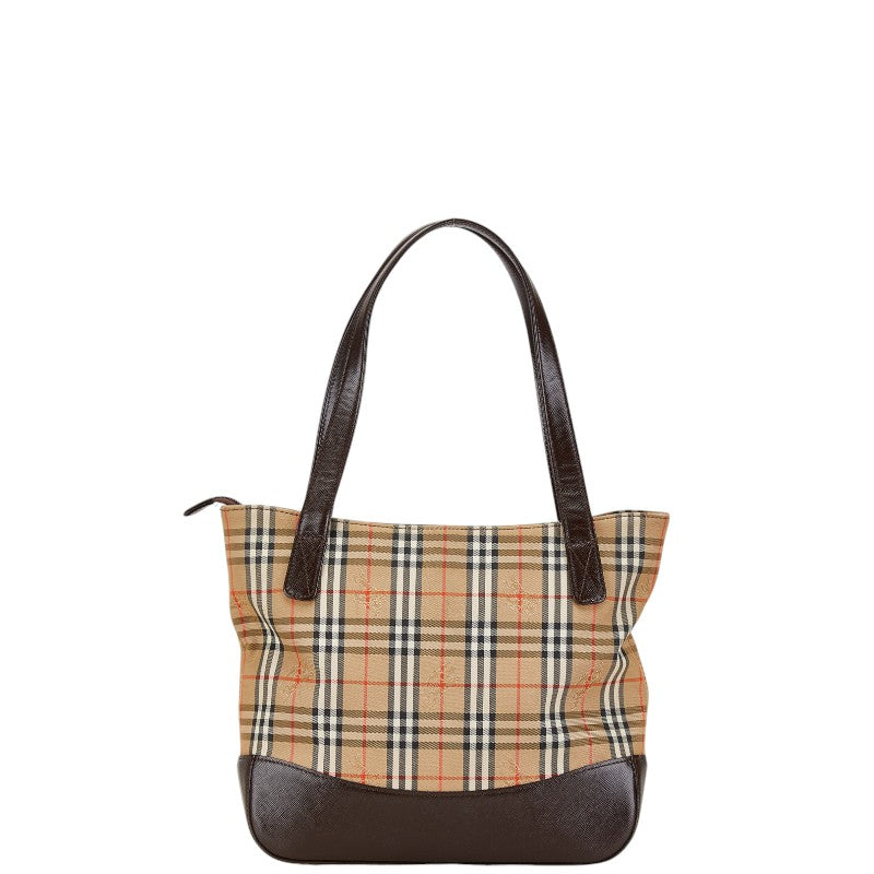 Burberry Nova Check Shadow Horse Canvas Leather Tote