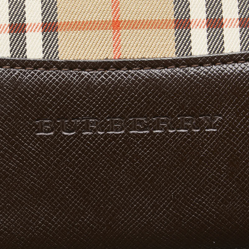 Burberry Nova Check Shadow Horse Canvas Leather Tote