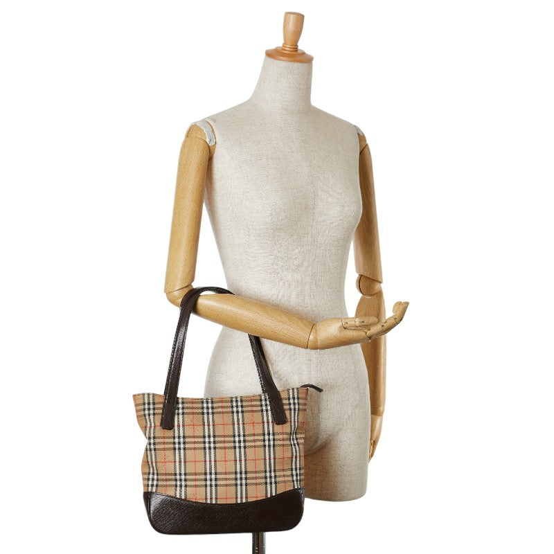 Burberry Nova Check Shadow Horse Canvas Leather Tote Bag in Great Condition