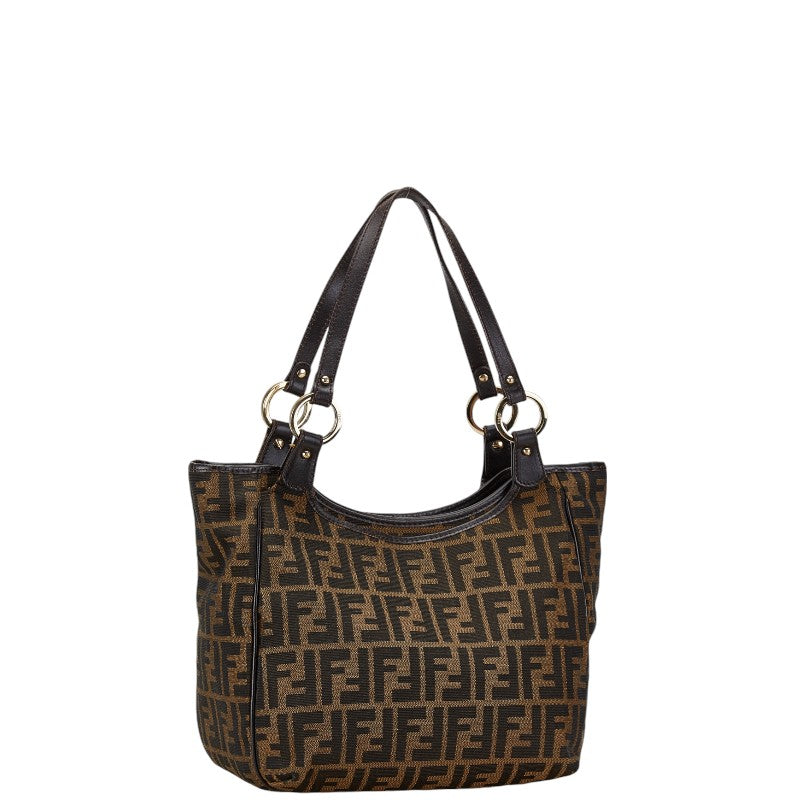 Fendi Zucca Canvas Leather Handbag Brown