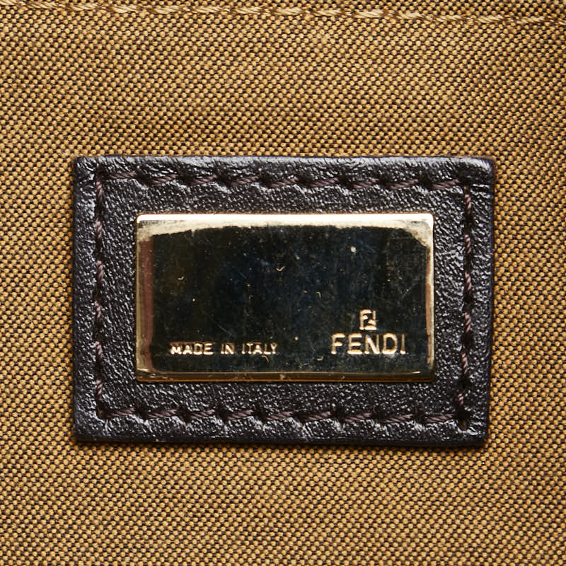 Fendi Zucca Canvas Leather Handbag Brown in Very Good Condition