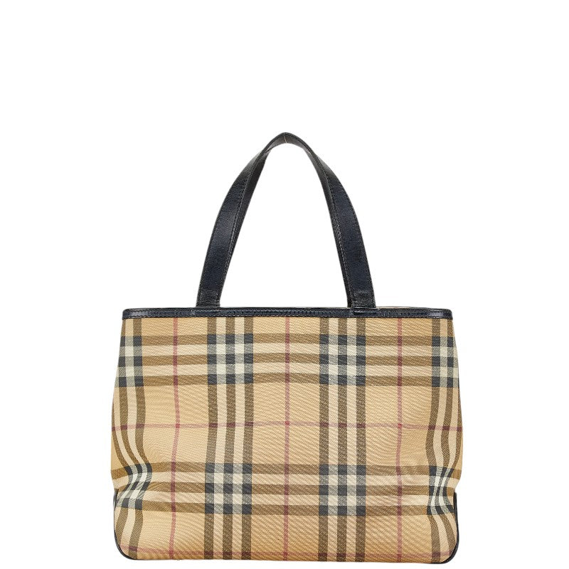 Burberry Nova Check Canvas Leather Handbag Beige Black