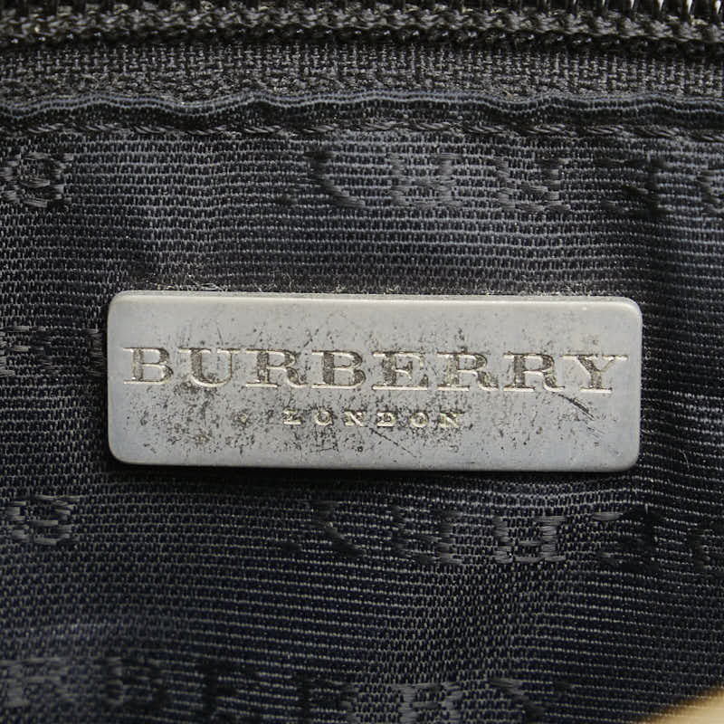 Burberry Nova Check Canvas Leather Handbag Beige Black in Very Good Condition