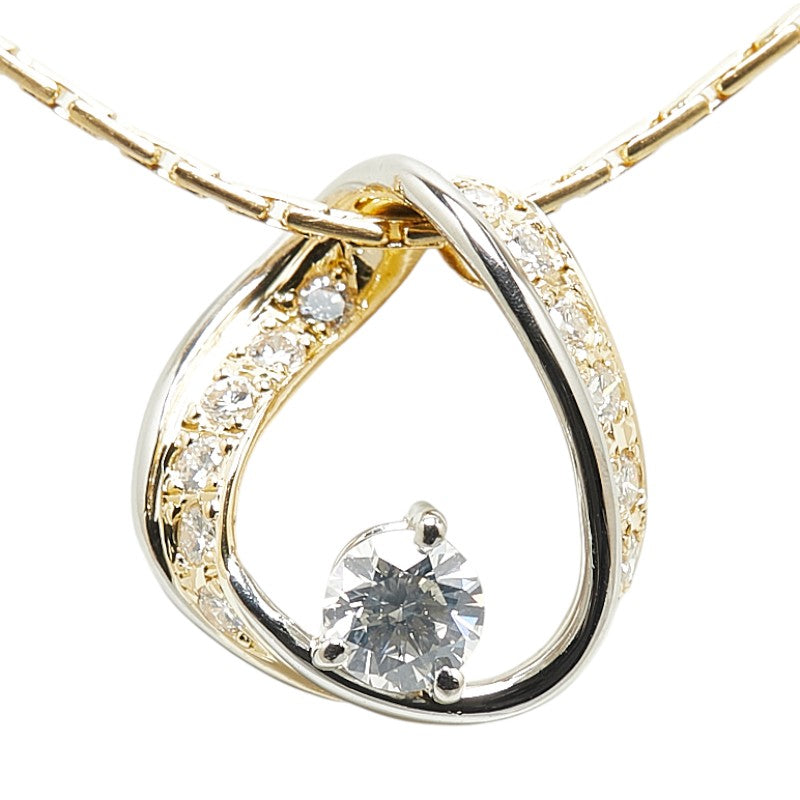 K18YG Yellow Gold Pt900 Platinum Diamond Necklace