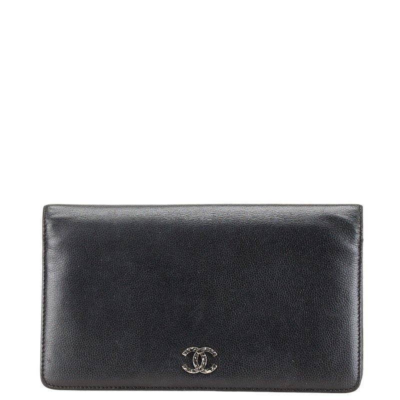 Chanel Caviar Skin Long Wallet Black