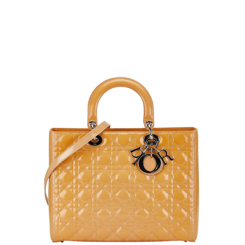 Dior Lady Dior Patent Leather Handbag Yellow