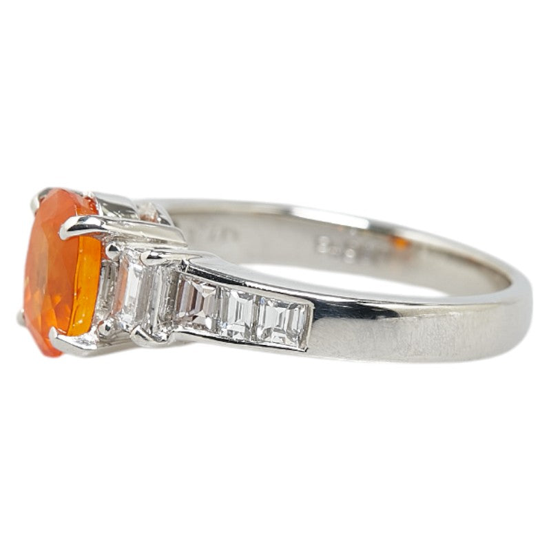 Pt900 Platinum Orange Sapphire 1.70ct Diamond 0.674ct Ring in Excellent Condition