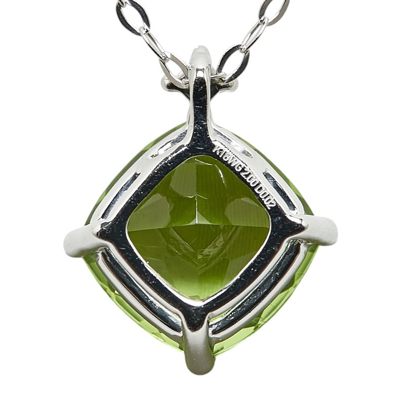 K18WG White Gold Peridot 2.00ct Diamond 0.02ct Pendant Necklace in Great Condition