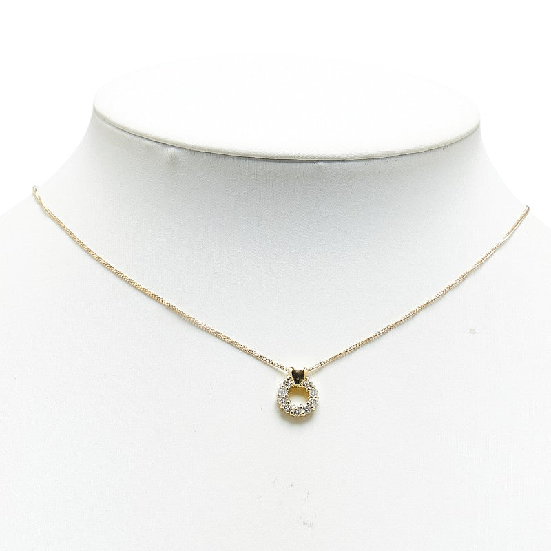 K18YG Yellow Gold Diamond Heart Round Necklace