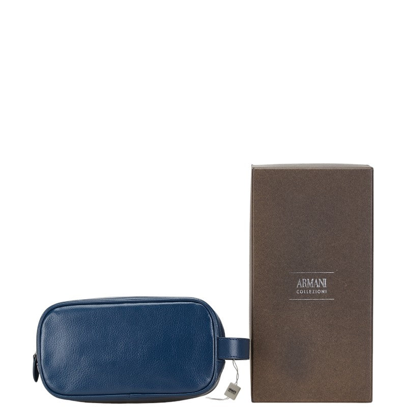 Armani Blue Leather Travel Pouch