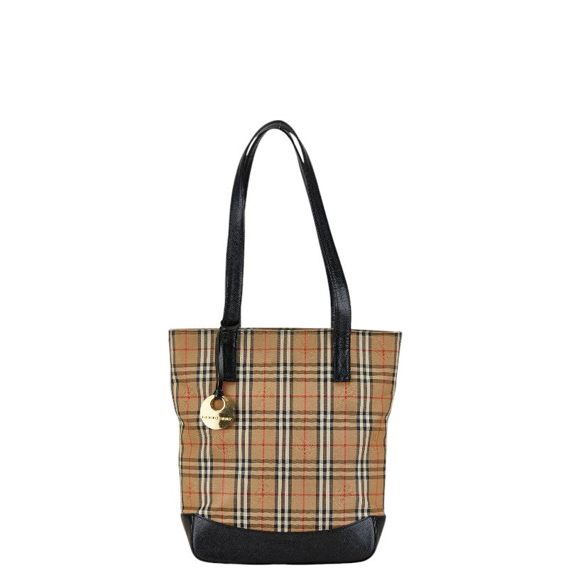 Burberry Nova Check Shadow Horse Canvas Leather Tote Bag