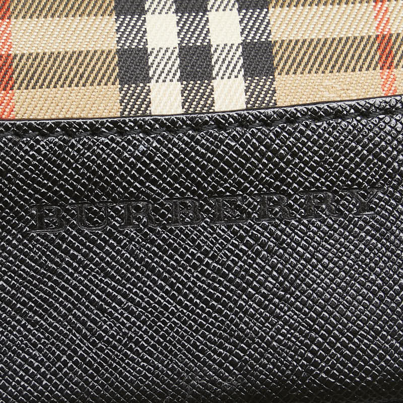 Burberry Nova Check Shadow Horse Canvas Leather Tote Bag