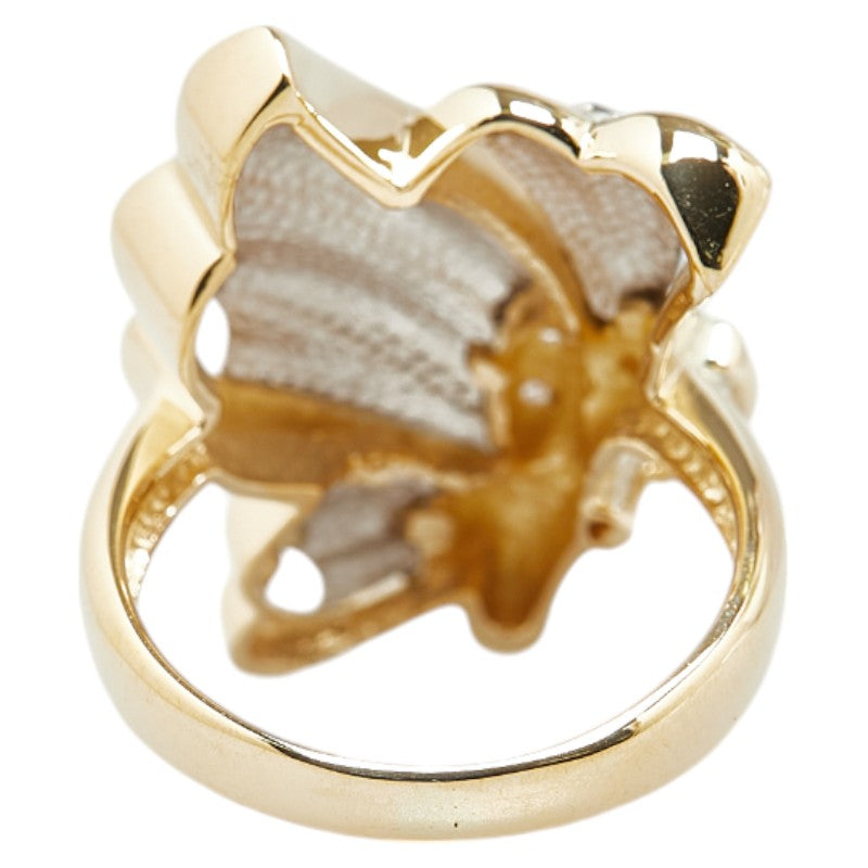 K18YG Yellow Gold Pt900 Platinum Diamond Butterfly Ring