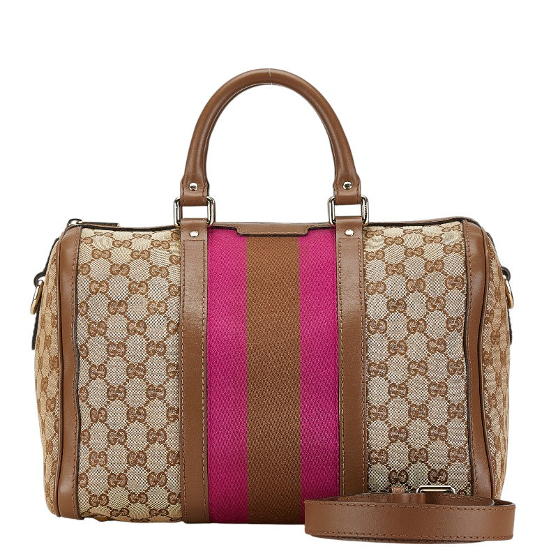 Gucci GG Canvas Leather Boston Bag 2WAY in Very Good Condition