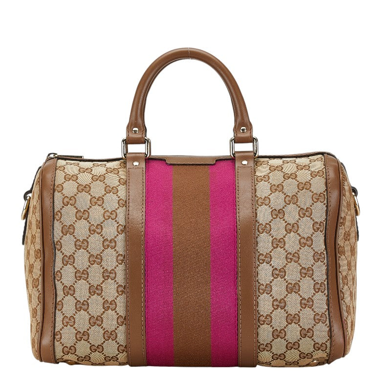 Gucci GG Canvas Leather Boston Bag 2WAY in Very Good Condition