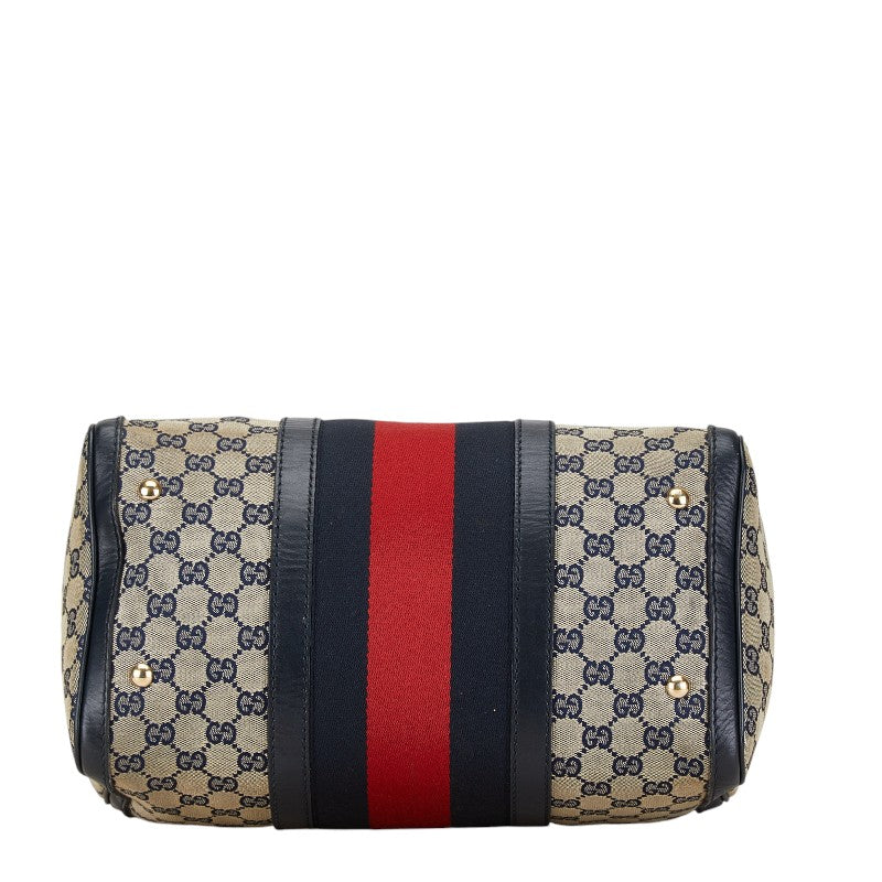 Gucci GG Canvas Boston Bag 2WAY Navy in Very Good Condition