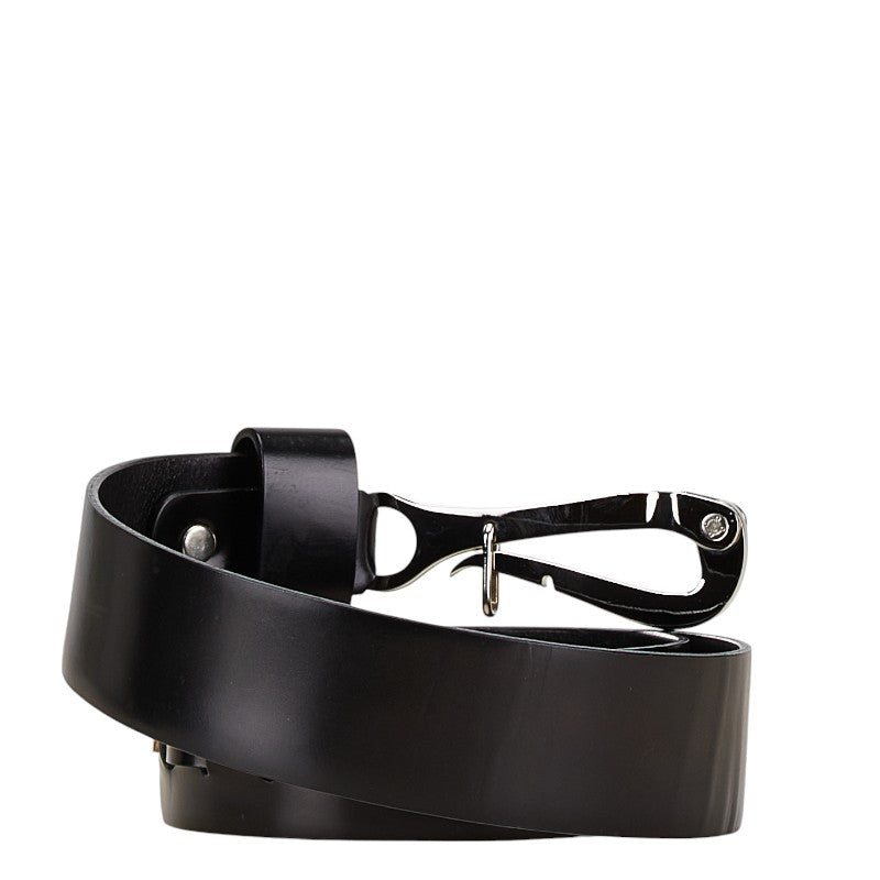 Celine Leather Pelican Hook Belt Black