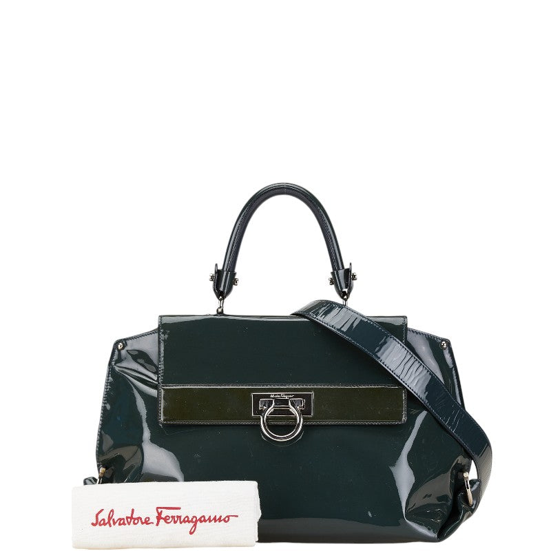 Salvatore Ferragamo Gancini Sofia Patent Leather Handbag