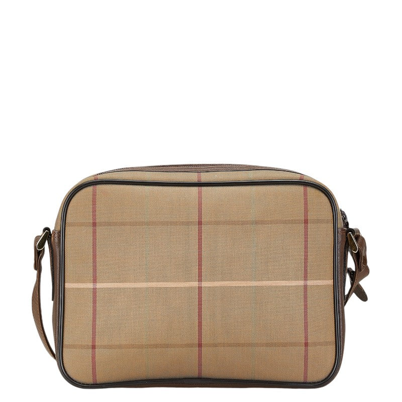 Burberry Canvas Leather Check Shoulder Bag in Very Good Condition