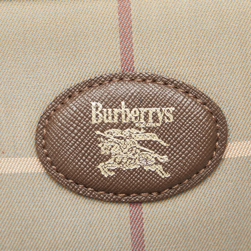 Burberry Canvas Leather Check Shoulder Bag in Very Good Condition