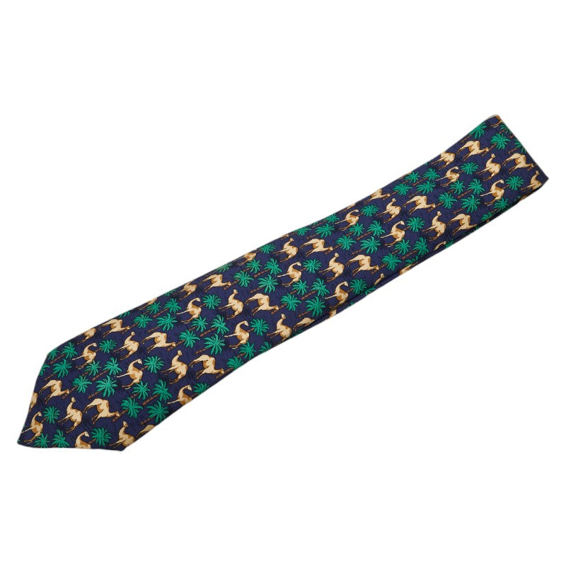 Hermes Silk Patterned Tie Navy Multicolor