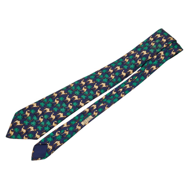 Hermes Silk Patterned Tie Navy Multicolor