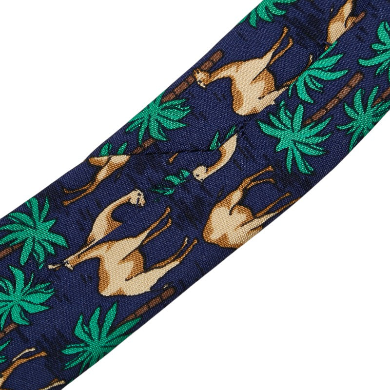 Hermes Silk Patterned Tie Navy Multicolor