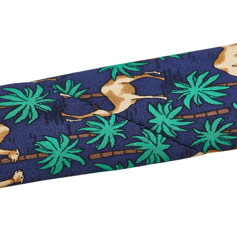 Hermes Silk Patterned Tie Navy Multicolor