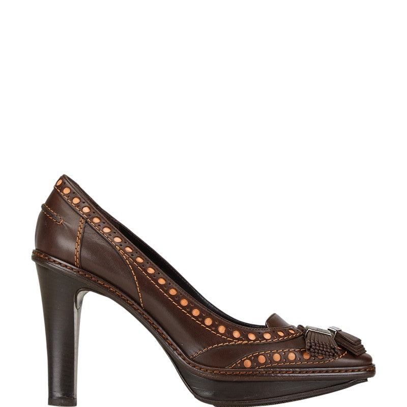 Celine Triomphe Leather Tassel Pumps