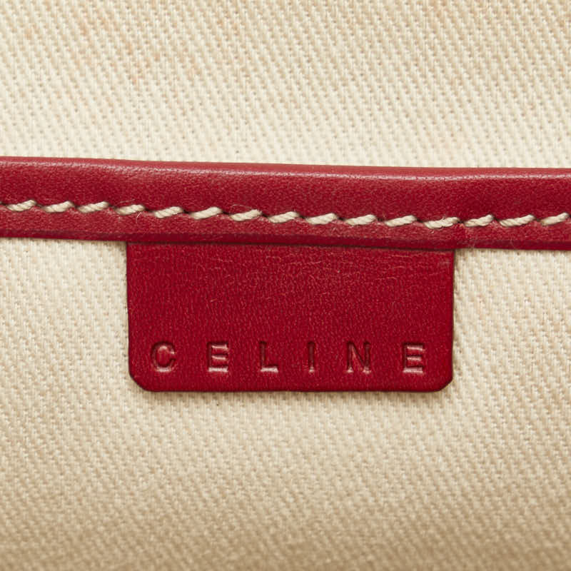 Celine Triomphe Shoulder Bag Beige Red PVC Leather in Very Good Condition