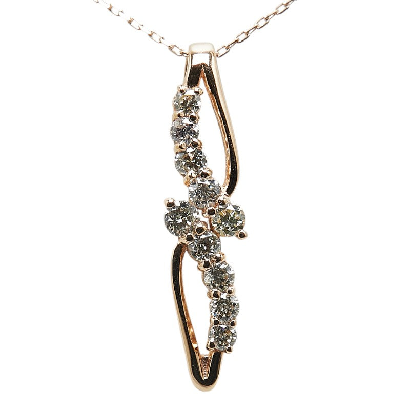 K18PG Pink Gold Diamond Pendant Necklace