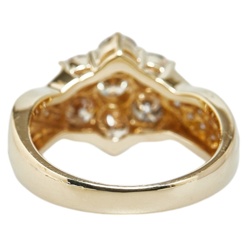 K18YG Yellow Gold Diamond Flower Ring