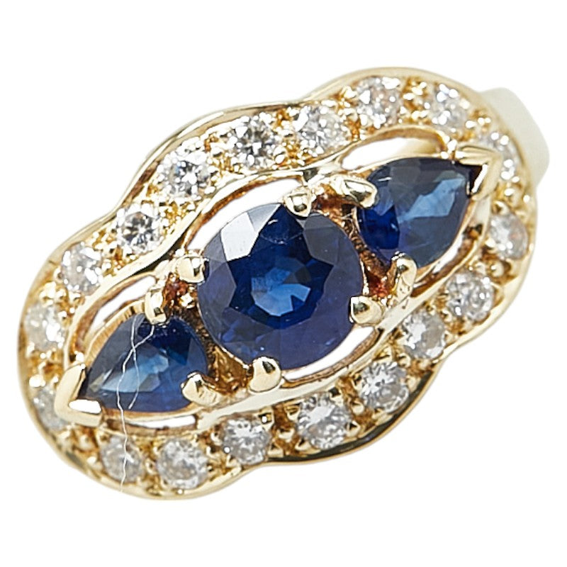 K18YG Yellow Gold Sapphire Diamond Ring