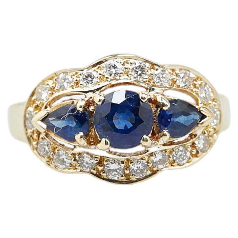 K18YG Yellow Gold Sapphire Diamond Ring