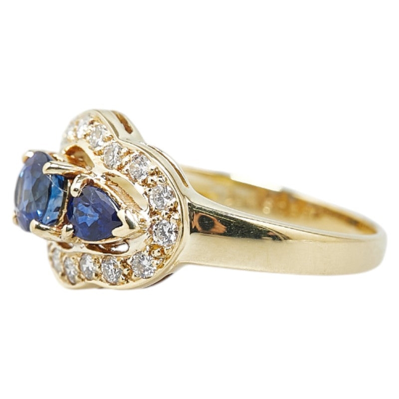 K18YG Yellow Gold Sapphire Diamond Ring