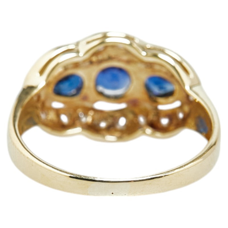 K18YG Yellow Gold Sapphire Diamond Ring