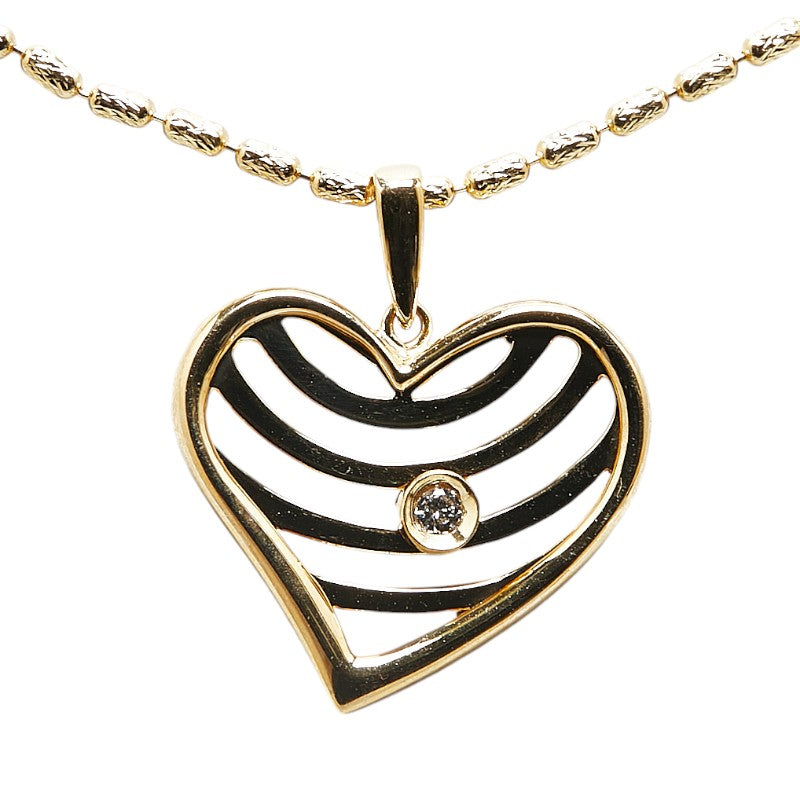 K18YG Gold Diamond Heart Pendant Necklace